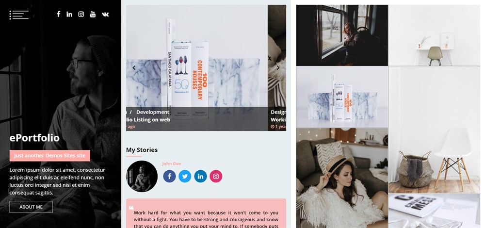 eportfolio ชุดรูปแบบ wordpress ประวัติย่อที่ดีที่สุดฟรี