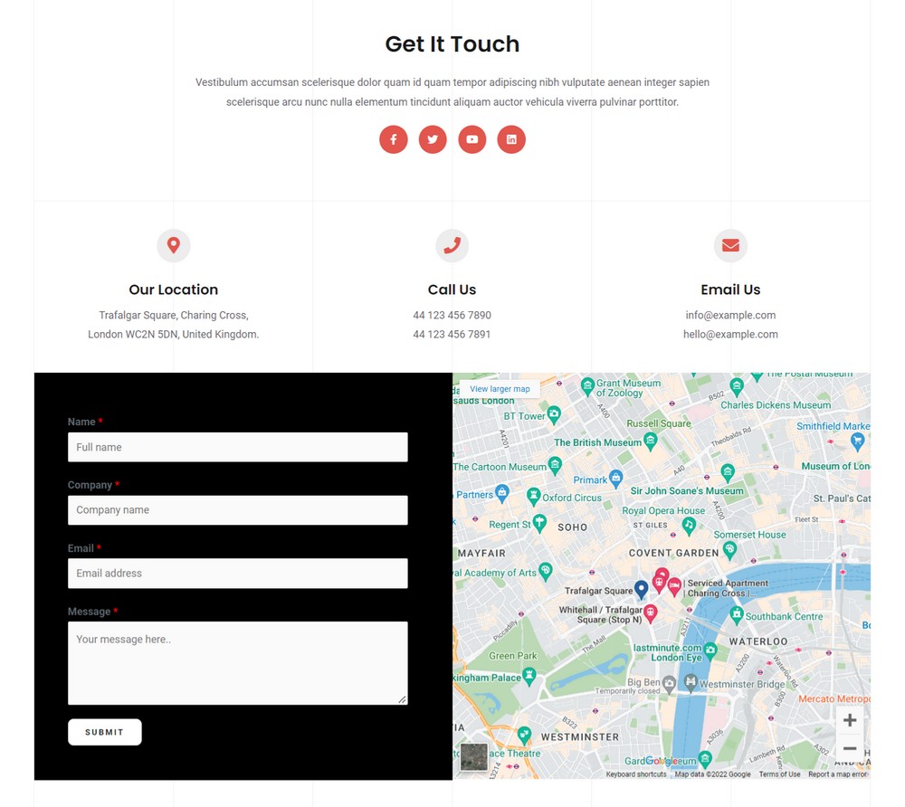 Pagina de contact pentru site-ul evenimentului