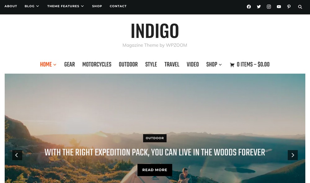 Tema WordPress Indaco