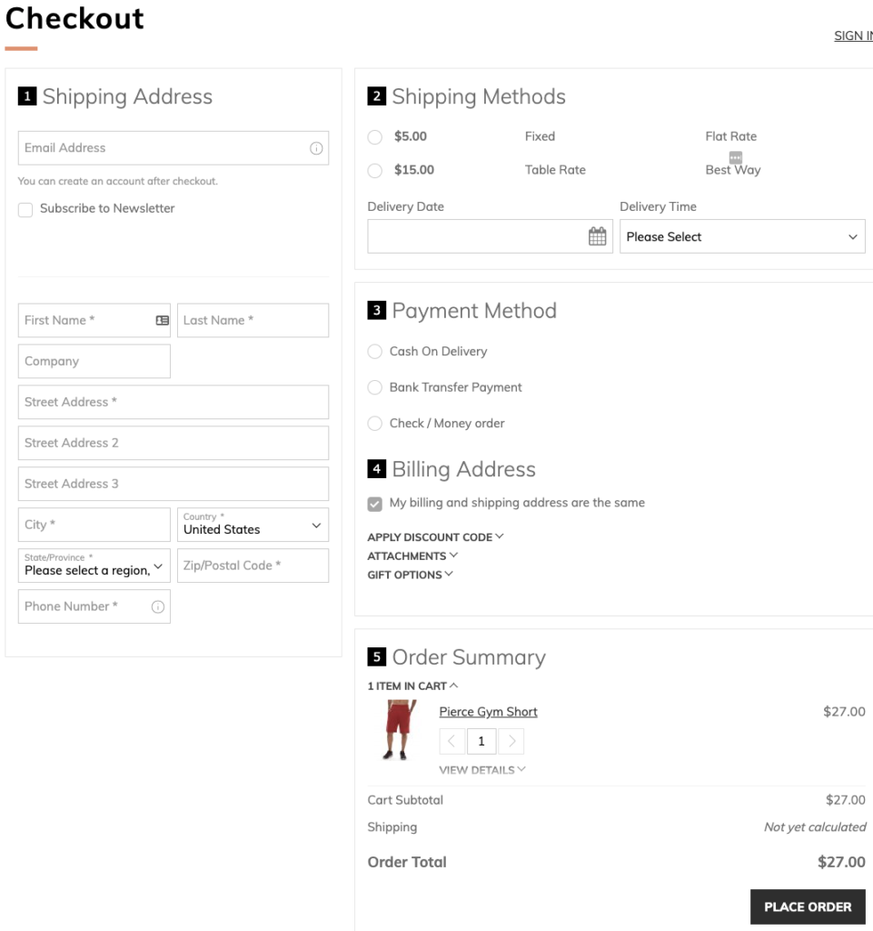 Modelli Master Demo di checkout in 1 passaggio