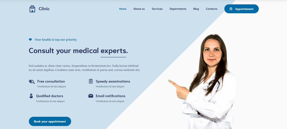 Buat templat situs web dokter Press