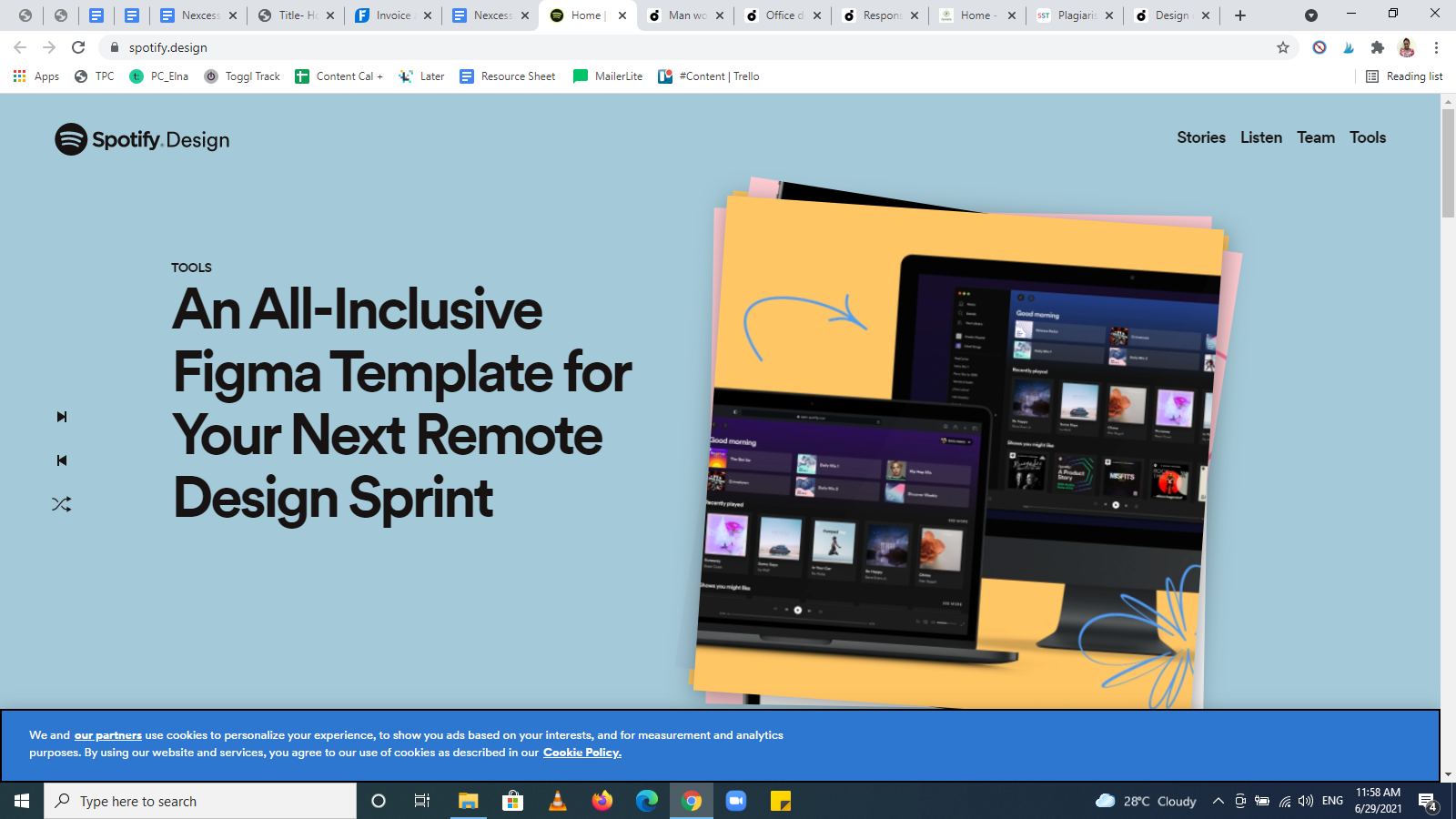 Spotify 的主頁示例