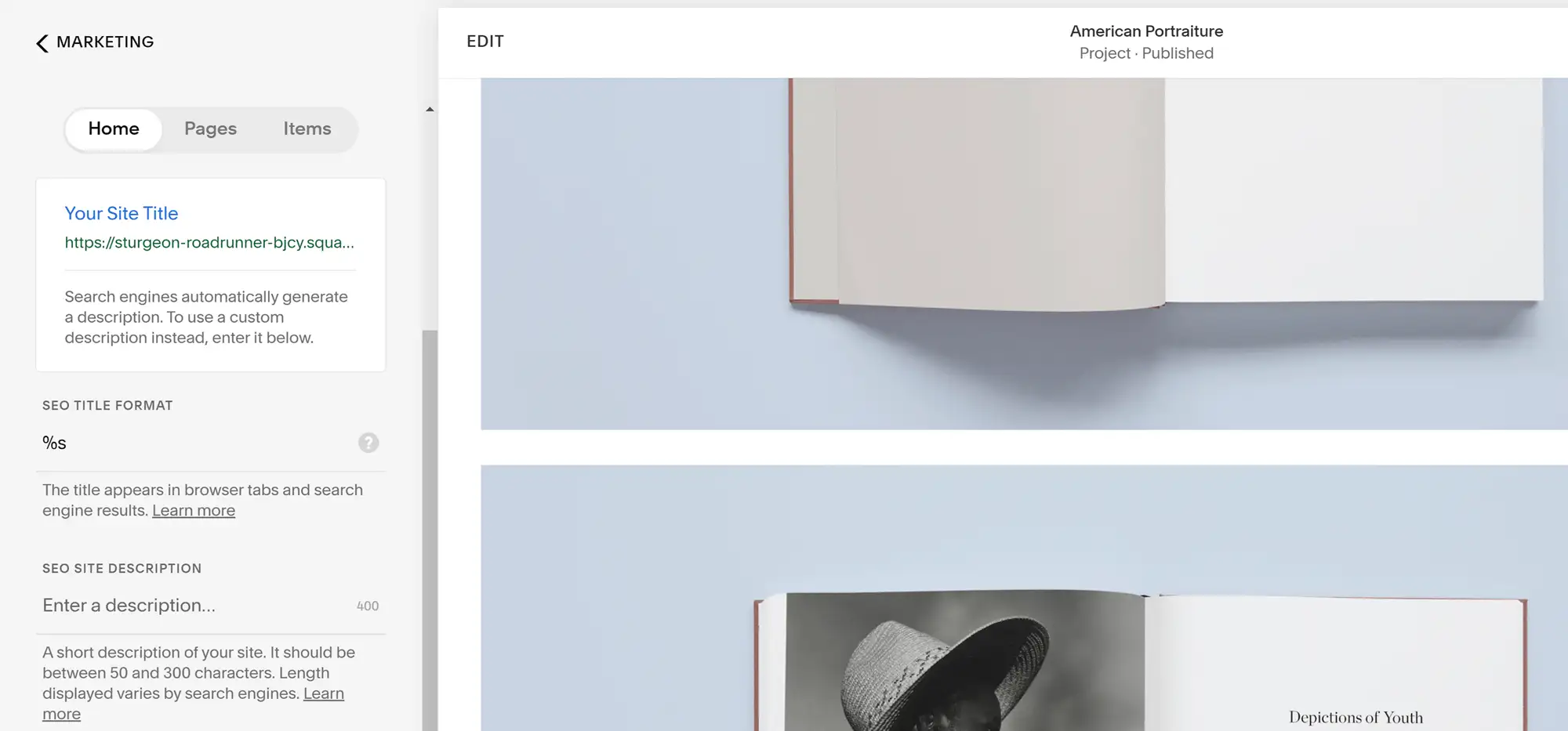 Revisión de Web.com: editor de Squarespace con herramientas de SEO abiertas