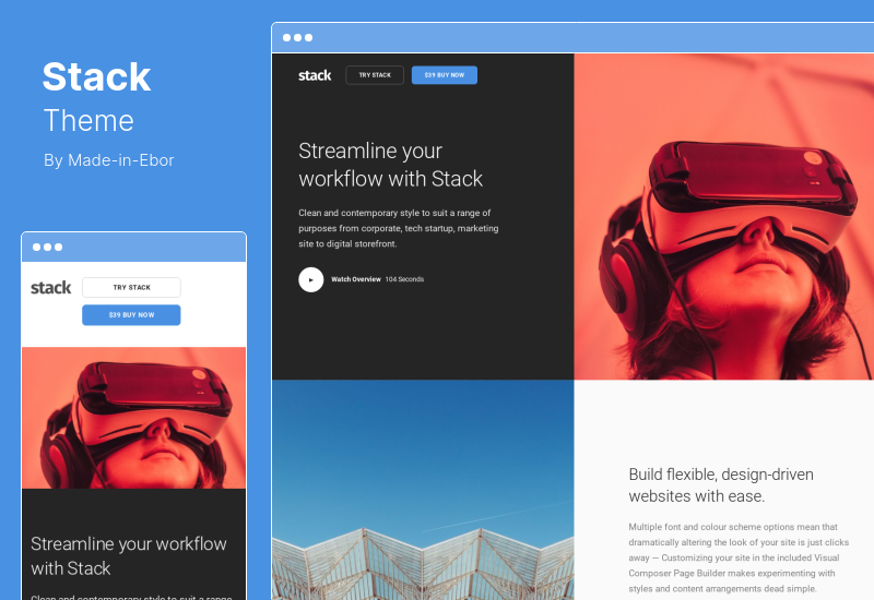 Stack Theme - 具有变体页面构建器和可视化编辑器的多功能 WordPress 主题