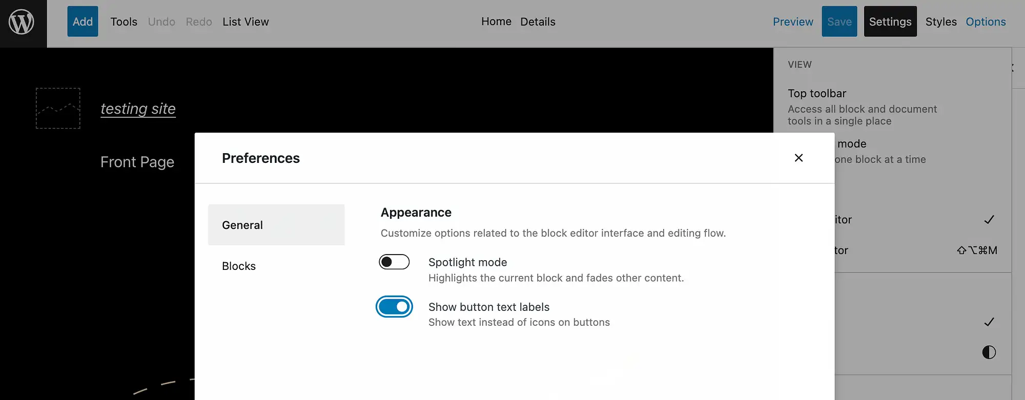 Etichete text cu 6 butoane WordPress