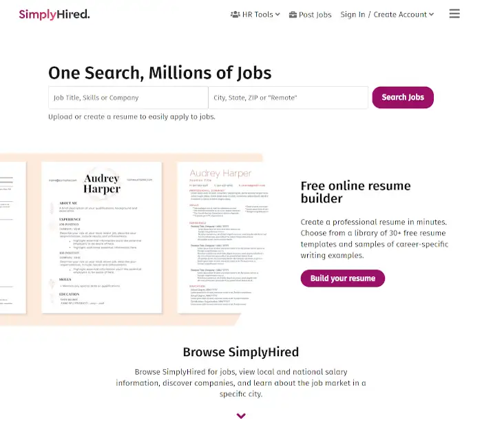 เว็บไซต์งานบล็อก - SimplyHired