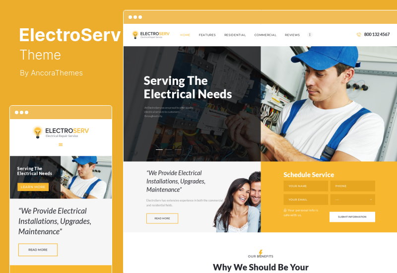ElectroServ 主题 - 电气维修服务 WordPress 主题