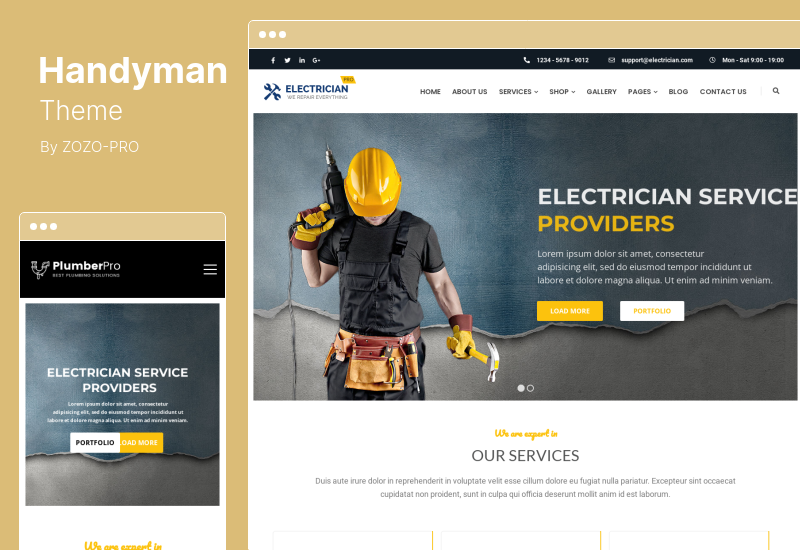 Handyman Theme - 适用于电工、理发师、木匠服务的 WordPress 主题
