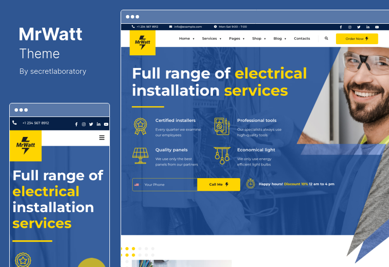 MrWatt 主题 - 电工服务 WordPress 主题