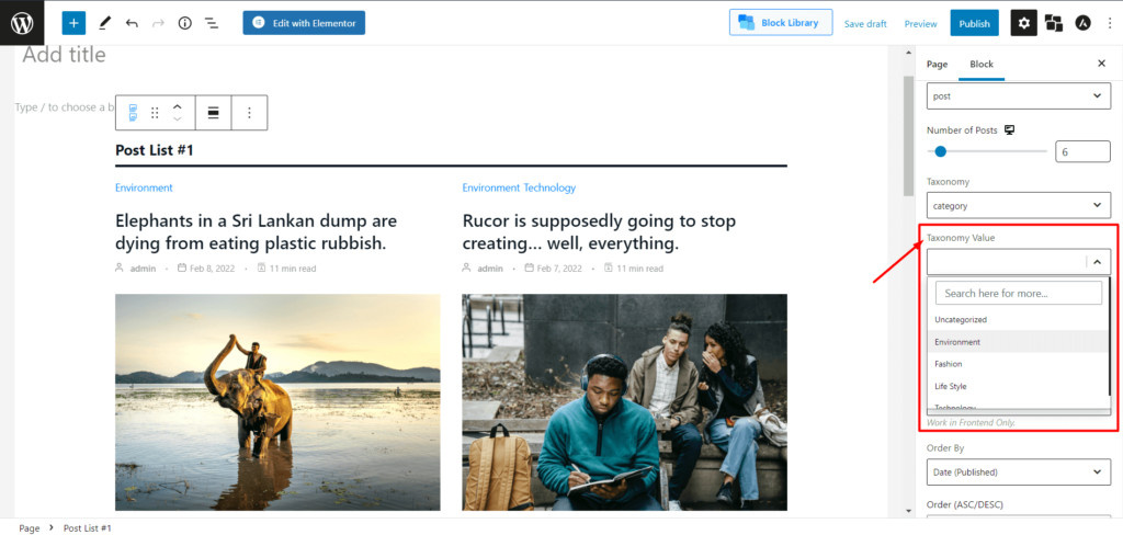 WordPress: mostra i post di una categoria specifica a pagina 5 Taxonomy Value