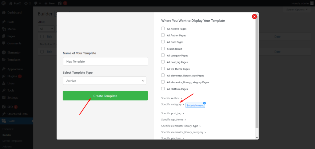 WordPress: mostra i post di una categoria specifica a pagina 11 Create New Template