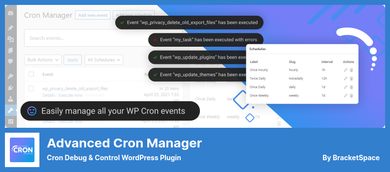 Complemento avanzado de Cron Manager - Complemento de WordPress de control y depuración de Cron