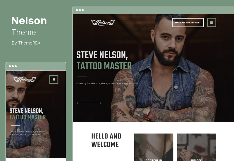 Nelson Theme - 理发店美发师,纹身美容院 WordPress 主题