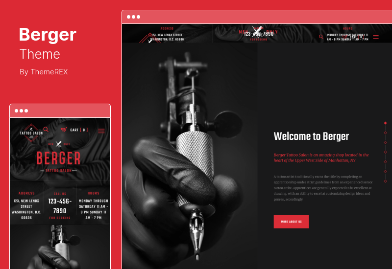 Berger Theme - 理发店美发师纹身沙龙 WordPress 主题