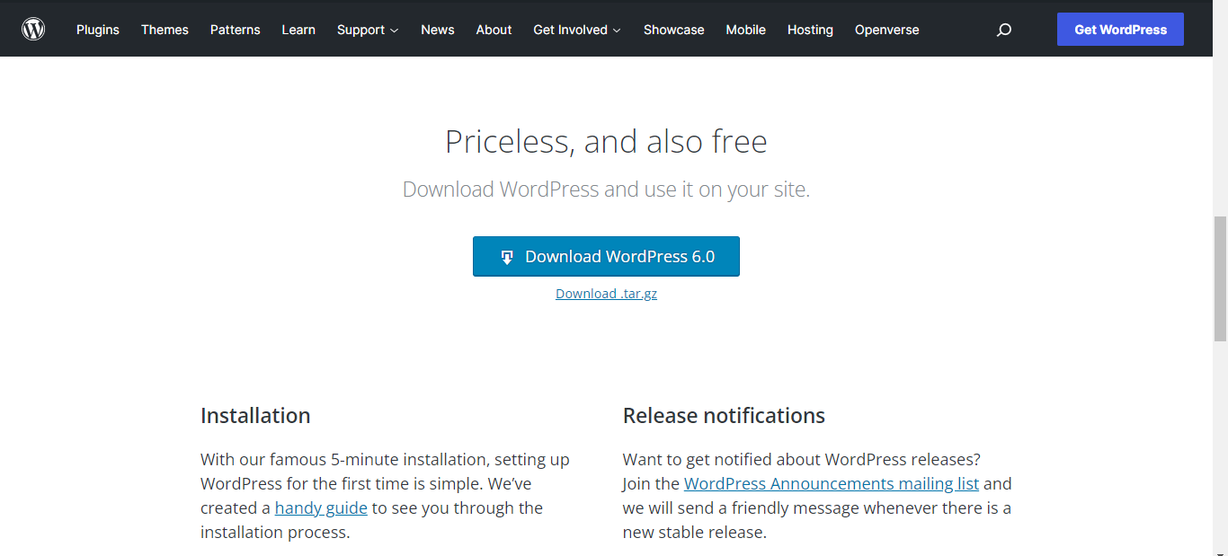 instal CMS WordPress