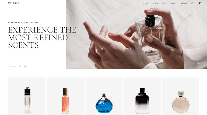 I 10 migliori temi WordPress per profumi 2 Valeska WP Theme