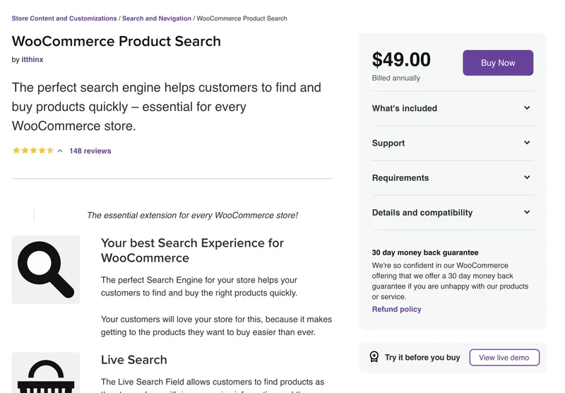 Plugin di ricerca prodotti WooCommerce