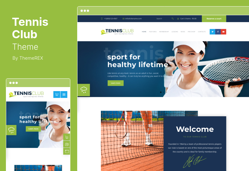 Tennis Club Theme - กีฬาและกิจกรรม WordPress Theme