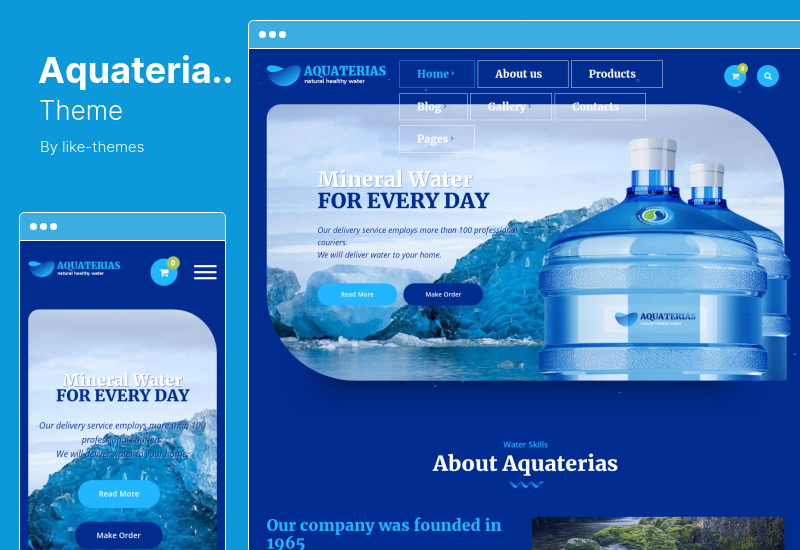 Aquateriasテーマ-ボトル入り飲料水デリバリーWordPressテーマ