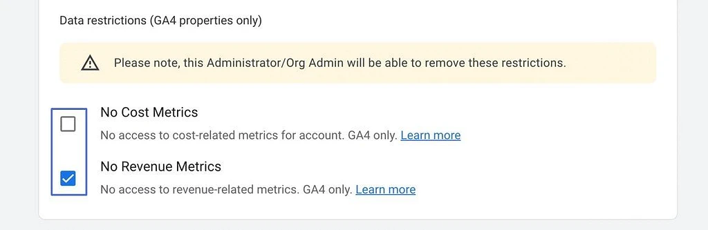 ограничения данных в Google Analytics