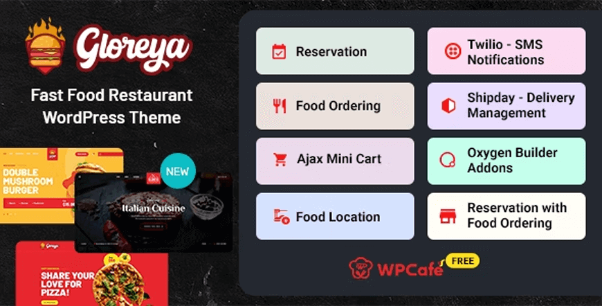 Gloreya - tema wordpress per ordinare cibo