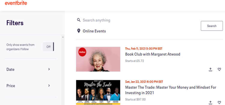 Eventbrite-Homepage.