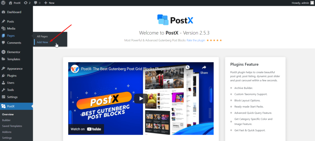 Cara Menambahkan Tombol Muat Lebih Banyak untuk Posting WordPress Menggunakan PostX 3 Create a New Page