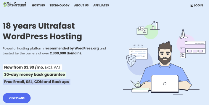 SiteGround أفضل خدمات استضافة WordPress