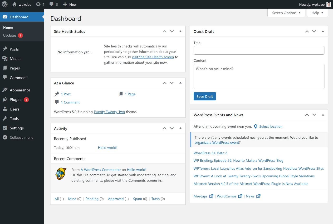 Kendi kendine barındırılan WordPress kontrol paneli