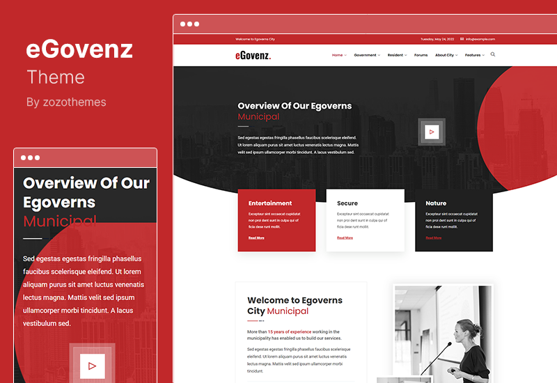 eGovenz Theme - WordPress тема городского правительства