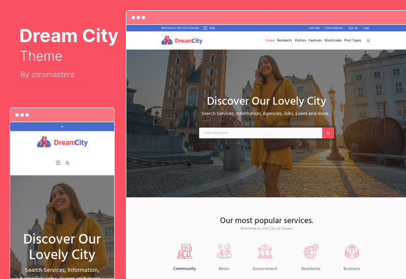 Dream City Theme - Городской Портал Правительственная Муниципальная WordPress Тема