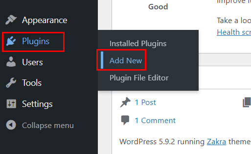 Arahkan ke Plugin Lalu Tambah Baru