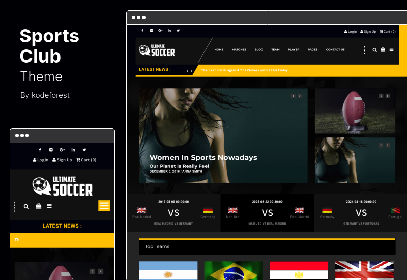 Tema Sports Club - Tema WordPress Ultimate Soccer News Magazine
