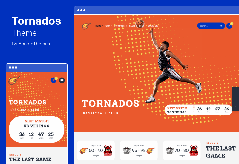 Tema Tornados - Tema WordPress da equipe de basquete da NBA