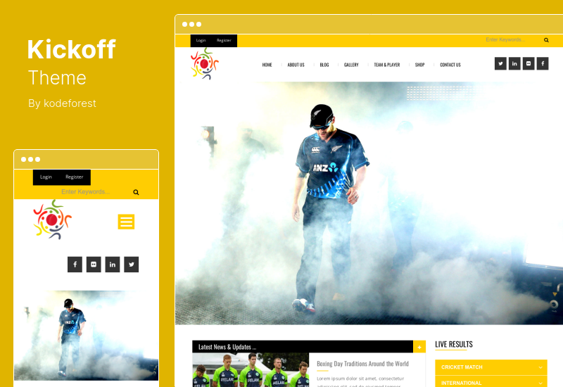 Tema Kickoff - Tema WordPress de Clubes Esportivos e Futebol e Ligas