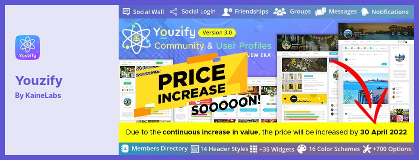Plugin Youzify: una community BuddyPress e un utente WordPress