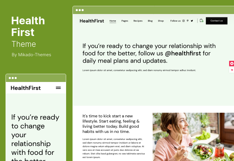 Tema HealthFirst - Tema WordPress Nutrição e Receitas