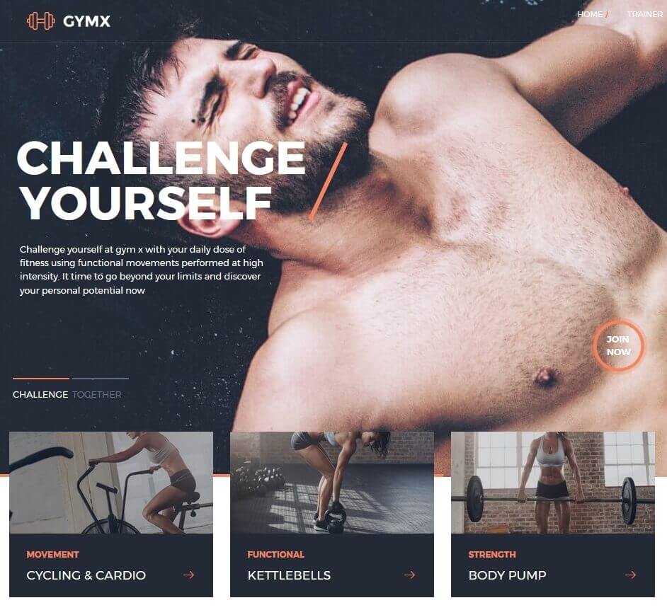 Gym X-フィットネス、ジム、スポーツのWordPressテーマ