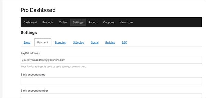 ベンダー支払い情報 Vendor payment information