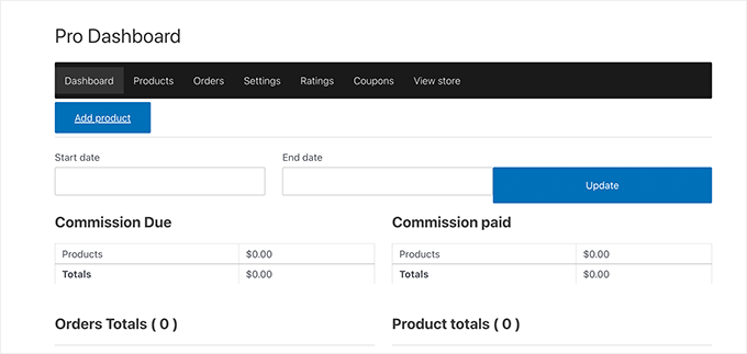 ベンダーダッシュボード Vendor dashboard