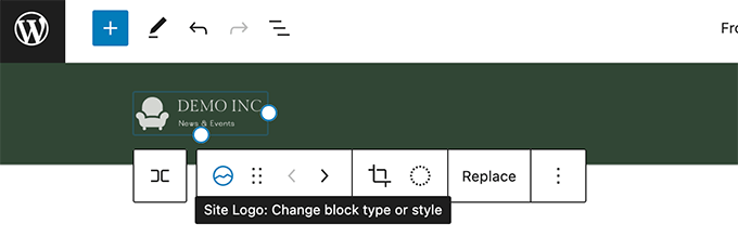 محرر قالب شعار الموقع Site logo block editor
