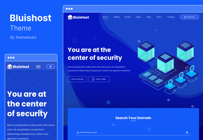 Tema Bluishost - Hospedagem responsiva na Web com temas WHMCS WordPress