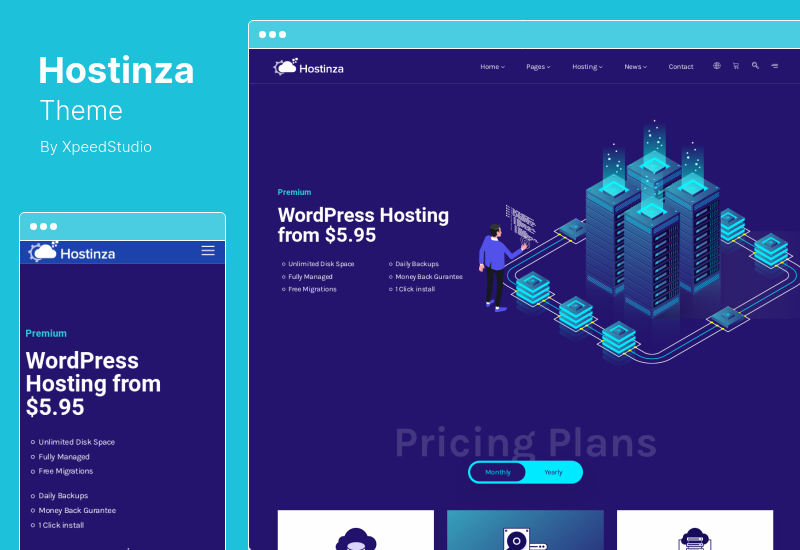Tema Hostinza - Tema WordPress de hospedagem na Web WHMCS
