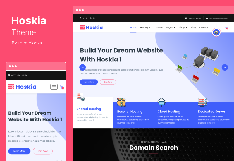 Tema Hoskia - Hospedagem multiuso com tema WHMCS WordPress