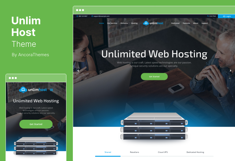 Tema UnlimHost - Tema WordPress de Hospedagem na Web e Tecnologia da Internet