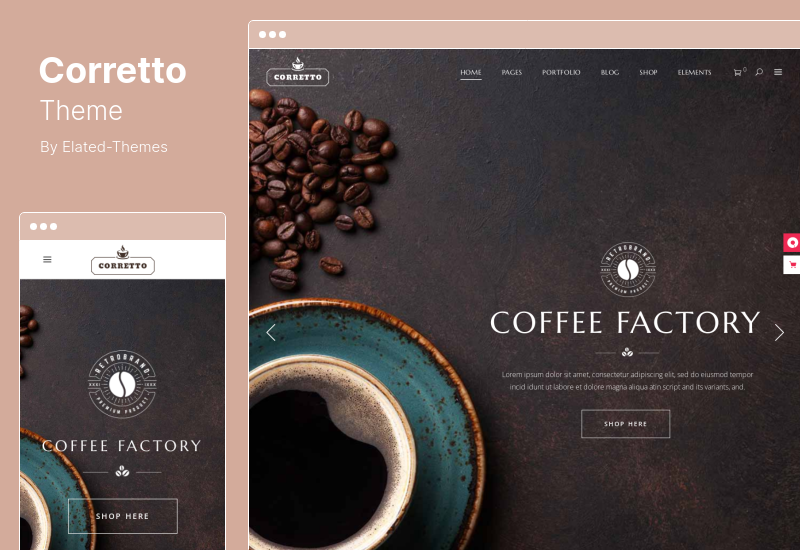 Corretto 테마 - 커피숍과 카페를 위한 WordPress 테마