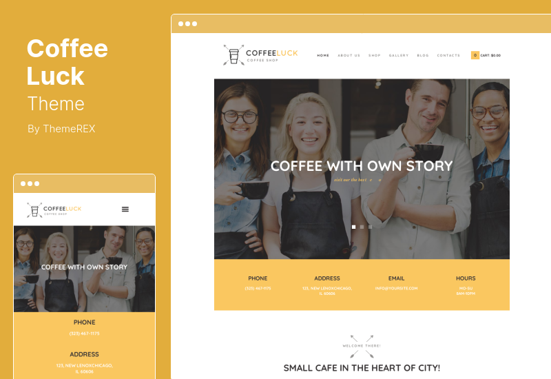 Coffee Luck 테마 - 카페, 레스토랑 및 상점 WordPress 테마
