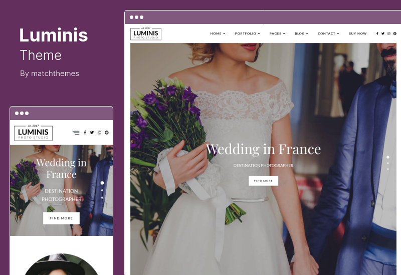 Luminis 主題 - 用於婚禮、旅遊、活動組合的攝影 WordPress 主題