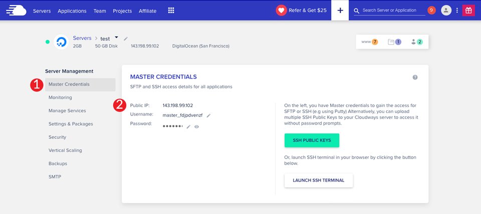 Divi 호스팅 마스터 자격 증명 Cloudways