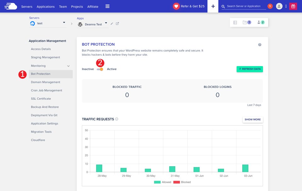 Divi 호스팅 서버 Cloudways 봇 보호